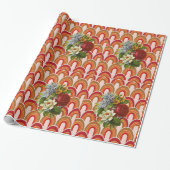 光沢ラッピング紙オレンジフローラ ラッピングペーパー (アンロールド)