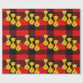 光沢ラッピング紙キリン赤ブラックプレイド ラッピングペーパー (フラット)