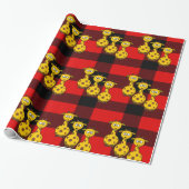 光沢ラッピング紙キリン赤ブラックプレイド ラッピングペーパー (アンロールド)