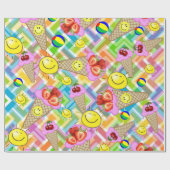 光沢ラッピング紙シボロンストロベリーアイスクリーム ラッピングペーパー (フラット)