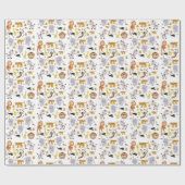 光沢ラッピング紙ゾウ虎モンキー ラッピングペーパー (フラット)