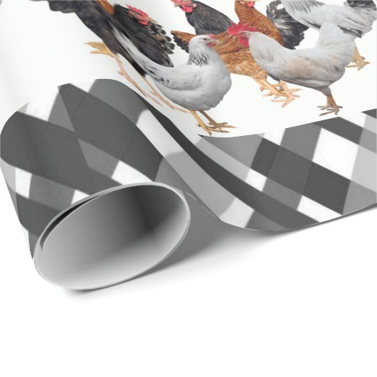 光沢ラッピング紙チキンブラックプレイド ラッピングペーパー (ロールコーナー)