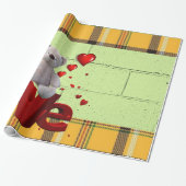 光沢ラッピング紙テディベアグリーンプレイド ラッピングペーパー (アンロールド)