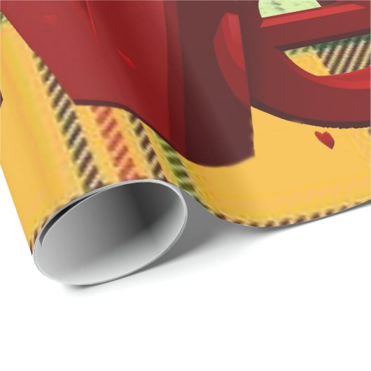 光沢ラッピング紙テディベアグリーンプレイド ラッピングペーパー (ロールコーナー)