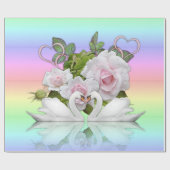 光沢ラッピング紙パステルホワイトスワン ラッピングペーパー (フラット)