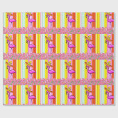 光沢ラッピング紙ピンクフラミンゴ ラッピングペーパー (フラット)