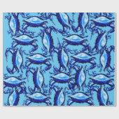 光沢ラッピング紙ブルーカニ ラッピングペーパー (フラット)