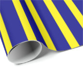 光沢ラッピング紙ブルー&イエローストライプ ラッピングペーパー (ロールコーナー)