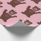光沢ラッピング紙ベア、ベビーガール ラッピングペーパー (角)