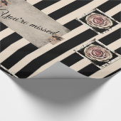 光沢ラッピング紙ベージュストライプあなたは恋しく思の ラッピングペーパー (角)