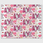 光沢ラッピング紙ラブ ラッピングペーパー (フラット)