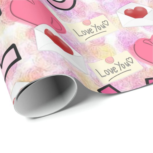 光沢ラッピング紙ラブ ラッピングペーパー (ロールコーナー)