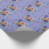 光沢ラッピング紙紫フローラバラ ラッピングペーパー (角)