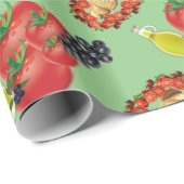 光沢ラッピング紙、オリーブ油オリーブトマト ラッピングペーパー (ロールコーナー)