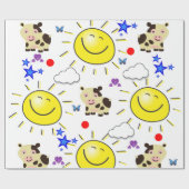 光沢ラッピング紙、カウサンハート蝶 ラッピングペーパー (フラット)