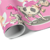 光沢ラッピング紙、カウフェアリーピンクハート ラッピングペーパー (ロールコーナー)