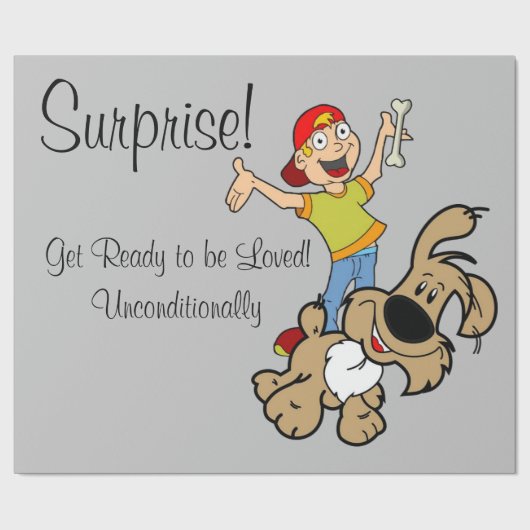 光沢ラッピング紙、サプライズドッグ ラッピングペーパー (フラット)