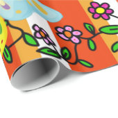 光沢ラッピング紙、ストライプニンジン100%ビーガン ラッピングペーパー (ロールコーナー)