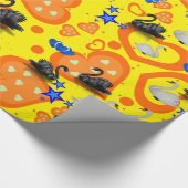 光沢ラッピング紙、スワンオレンジハート黄 ラッピングペーパー (角)