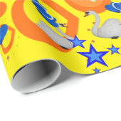 光沢ラッピング紙、スワンオレンジハート黄 ラッピングペーパー (ロールコーナー)