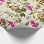 光沢ラッピング紙、バナナモンキーズフローラ ラッピングペーパー (角)