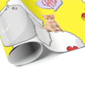 光沢ラッピング紙、ヒツジ子猫ハート黄色 ラッピングペーパー (ロールコーナー)