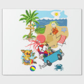 光沢ラッピング紙、ビーチおもしろいタコ ラッピングペーパー (フラット)