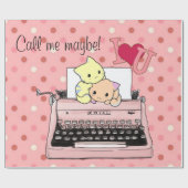 光沢ラッピング紙、ピンクタイプライター呼び出し多分！ ラッピングペーパー (フラット)