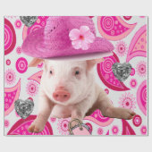 光沢ラッピング紙、ピンクピグシルバーハート ラッピングペーパー (フラット)