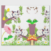 光沢ラッピング紙、フローラポッサムチックカエル ラッピングペーパー (フラット)