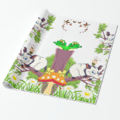 光沢ラッピング紙、フローラポッサムチックカエル ラッピングペーパー (アンロールド)
