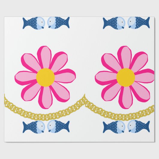 光沢ラッピング紙、フローラ金ゴールド鎖魚 ラッピングペーパー (フラット)