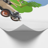 光沢ラッピング紙、レトロ女性 ラッピングペーパー (角)