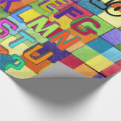 光沢ラッピング紙、数字アルファベットカラー ラッピングペーパー (角)