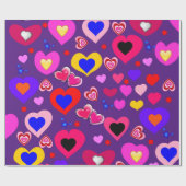 光沢ラッピング紙、紫ハート ラッピングペーパー (フラット)