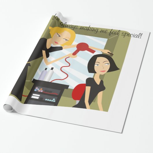 光沢ラッピング紙、美容師美しいサロン ラッピングペーパー (アンロールド)