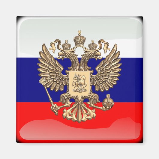 光沢ロシアの旗 マグネット (正面)