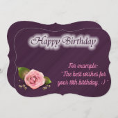 光沢人気があるバラ誕生日カード (正面/裏面)