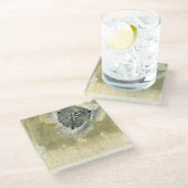 光沢感のあるヘッド抽象芸術 ガラスコースター (アングル)