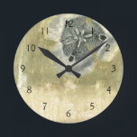 光沢感のあるヘッド抽象芸術 ラウンド壁時計<br><div class="desc">ジェニファー・ゴルdbergerが作った抽象芸術の花頭のピースを取り囲むグレーズドジェード緑のチェラドンのトーン。指の下感じでほとんどテクスチャが得られる。あなたの壁やT素晴らしシャツのプリントのような美しい作品！</div>