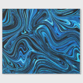 光沢深いブルーマーブル ラッピングペーパー (フラット)