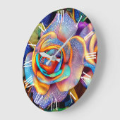 光沢美しいユニークバラアートドリーム ラージ壁時計 (傾斜)