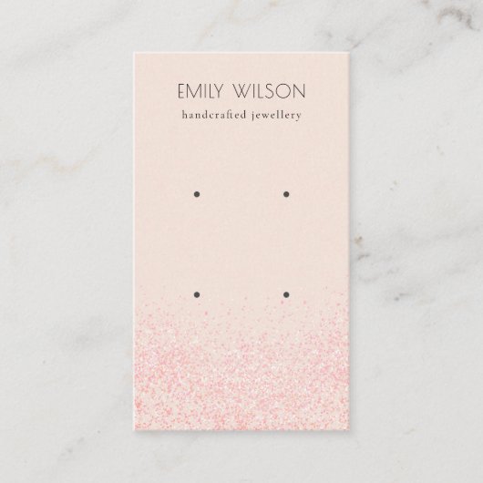 光沢赤面ピンクグリッターテクスチャイヤリングディスプレイ 名刺 (正面)