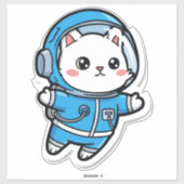 光沢透明 - かわいい宇宙飛行士猫 14x14 シール (シート)