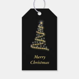 光沢金ゴールドクリスマスツリーブラック ギフトタグ