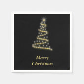 光沢金ゴールドクリスマスツリーブラック スタンダードカクテルナプキン (正面)