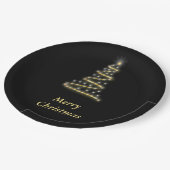 光沢金ゴールドクリスマスツリーブラック ペーパープレート (アングル)