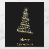 光沢金ゴールドクリスマスツリーブラック ワインラベル (シングルラベル)