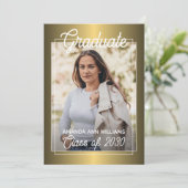 光沢金ゴールドミニマル卒業 案内状 (スタンド正面)