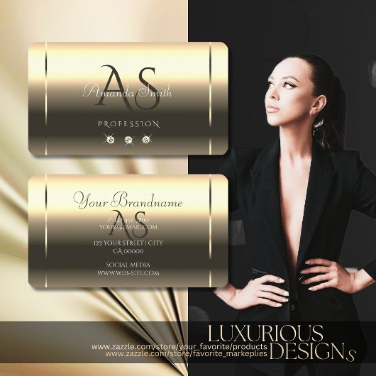 光沢金ゴールド光学きらめくダイヤモンドイニシャル 名刺